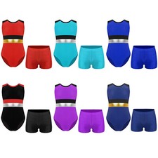 Boys Dancewear Figure Skating Outfit Breathable Set Sleeveless With Shorts Kids