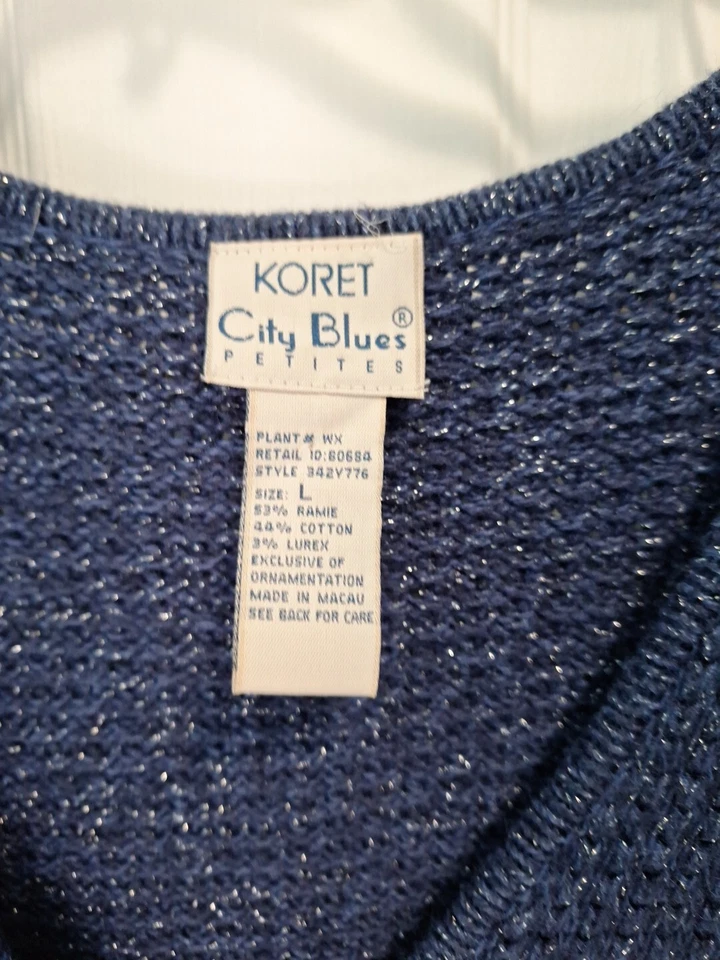 Colete Koret City Blues Petites Azul Brilhante com Zíper Antigo Feriado Tamanho Grande - Imagem 2 de 4