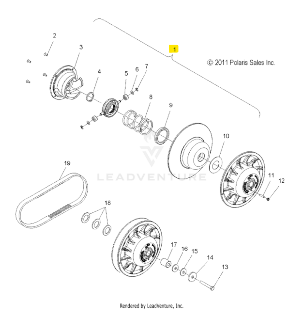 Polaris OEM Driven Clutch Assembly for Snowmobile