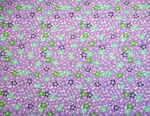 30s Reproduction Fabric By Half-Yard Purple Lavender Green Floral White Cotton - Picture 2 of 2