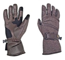 Tweed Leather Gloves Fashion Cool Weather Touchscreen Classic Motorcycle Riding