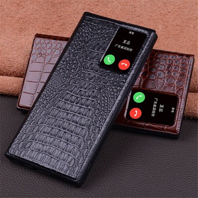 Genuine Leather Smart Case Samsung Galaxy S23 / S24 Ultra Window View Flip Cover