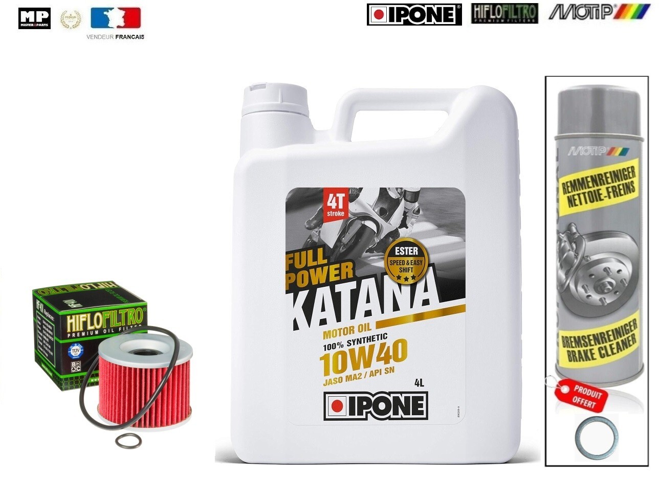 Kit vidange Ipone 10W40 pour Yamaha XJR 1300 lubrifiant premium synthèse et filtre