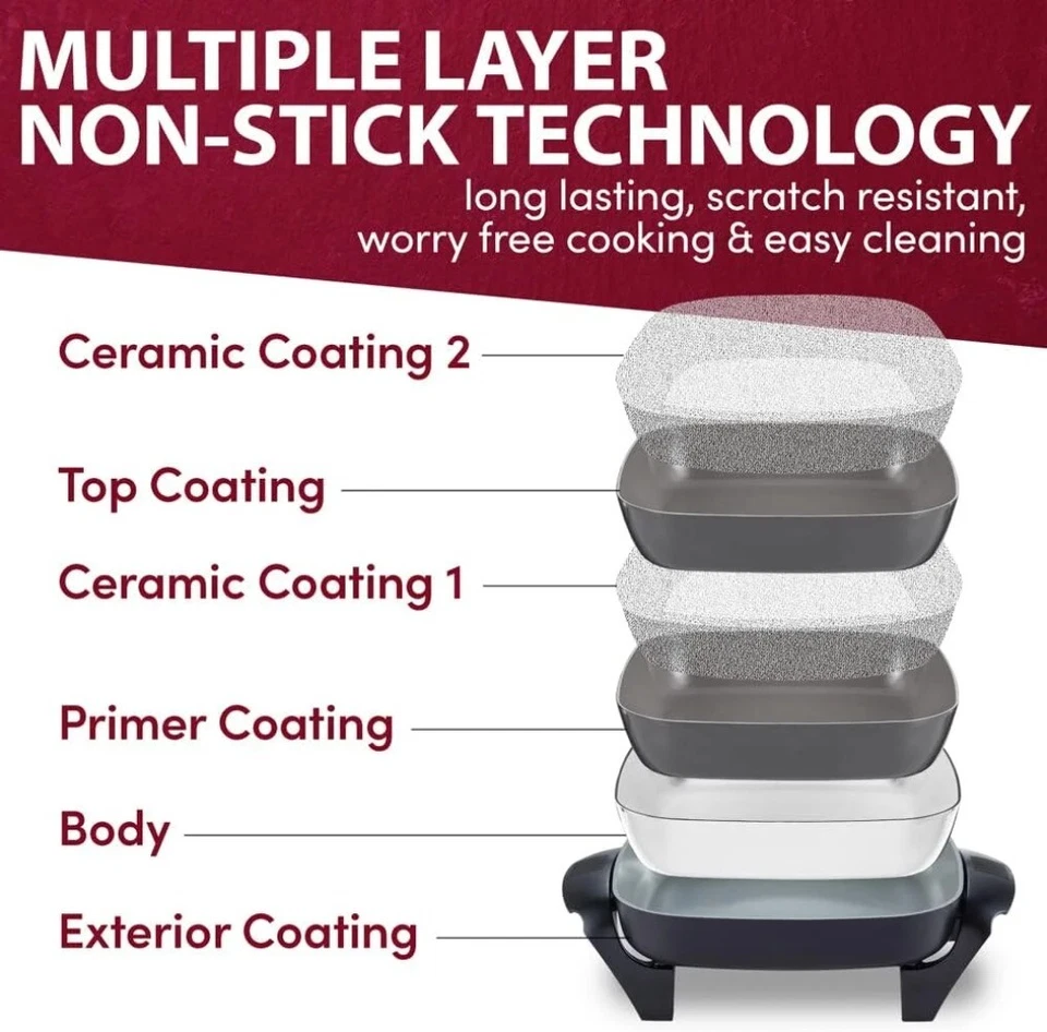 Sartén eléctrica Elite Gourmet saludable recubierta de cerámica Foto 2 de 4