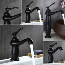 Black Bathroom Basin Vessel Sink Mixer Faucet Single Hole/Handle Brass Tap