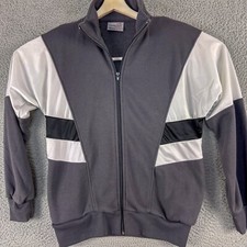 Vintage Track Court Jacket Mens  Medium Gray White Outdoor 80s  Hip Hop Streetwear