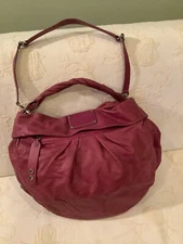 MARC JACOBS Classic Leather Large Hobo Shoulder Bag Burgundy