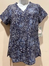 9810 - SFLW Subtle Marbled Flower Print Scrub Top By Maevn