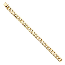 Ioka - 14K Yellow Solid Gold Nugget Cuban Link Bracelet - 8.5"