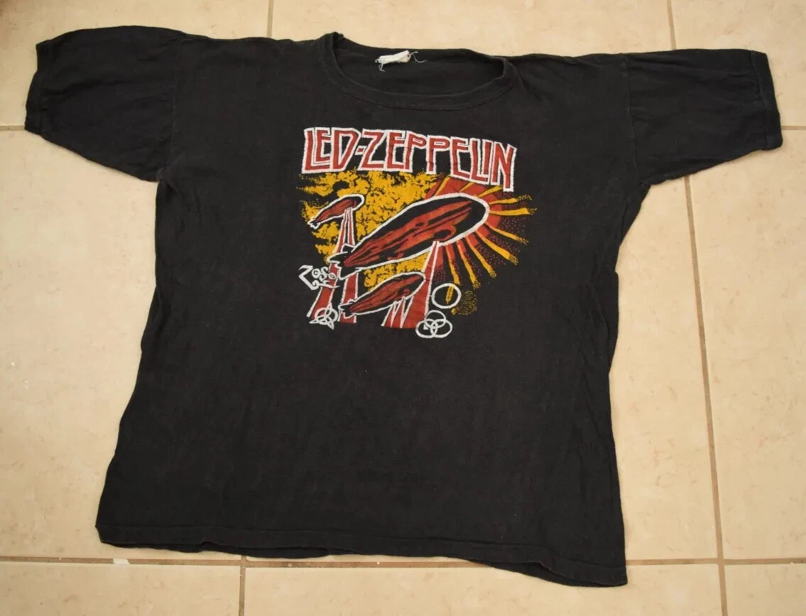 Vintage 70s 80s Led Zeppelin Bootleg Tour Shirt Tee Size M-L Concert Rare
