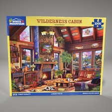 White Mountain Wilderness Cabin 1000 Pc Puzzle Cozy Cabin Lake Scene 24x30 2025