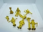 MARX SUPER CIRCUS FIGURES, PLASTIC YELLOW PEOPLE AT PLAY, 8 ITEMS, VERYGOOD COND