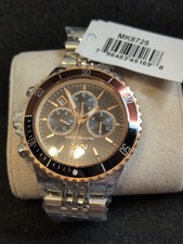 michael kors mk8725 bayville black red gold s/steel chronograph 44mm men's watch
