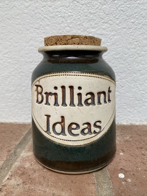 Vintage 1991 Dr. Brophy's Word Jars ''Brilliant Ideas''signed 5 Hx4 W Preowned VG