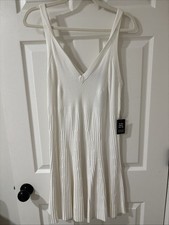 Women’s Express White Knit Dress Sleeveless V-Neck Casual XL NWT