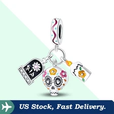 KUNSIR 925 Sterling Silver Charm Halloween Party Pendant for Bracelet DIY Charm