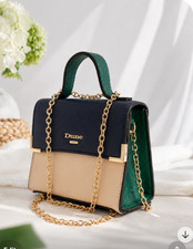 Dune London Mini Handbag Navy Beige Green Crossbody Gold Chain Handle Bag