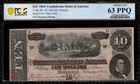 T-68 $10 1864 Confederate Currency CSA - Graded PCGS 63 PPQ Choice Uncirculated