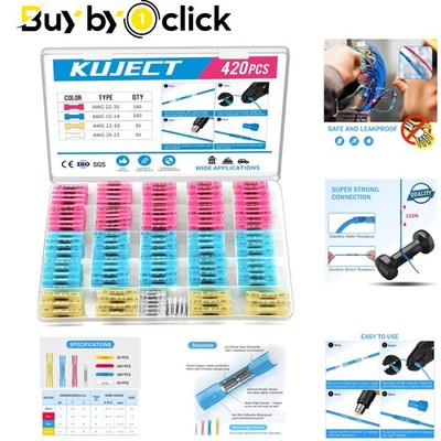 Kuject 420 Stück Schrumpfschlauchverbinder-Set, 4 Größen, isoliert &