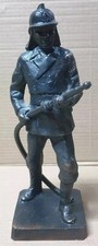 Fire Brigade Fireman Using a Hose Bronzed Resin Figurine Statue Ornament