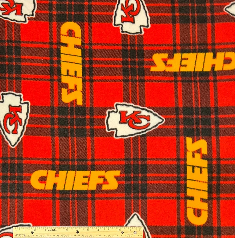 Tela polar del equipo de fútbol americano de la NFL a cuadros de los Kansas City Chiefs 1 yarda Foto 2 de 3