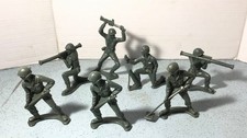 Vintage Tim Mee Large 4-5" Green Army Men Toy Soldiers Made In USA Lot of 7