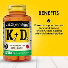 Vitamin K2  D3, 100,Day Supply, with Calcium for Normal Bone and Muscle Supp...