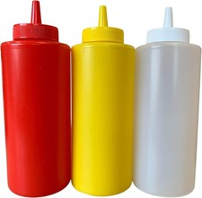 Ketchup Mustard and Clear Food Prep Plastic Squeeze Bottles for