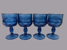 4 Tiara Glass Liquor Cocktail Juice Goblets In Kings Crown Imperial Blue Thumbpr