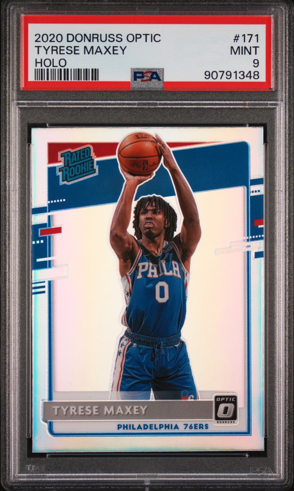 2020 Donruss Optic Rated Rookie Holo #171 Tyrese Maxey PSA 9 MINT