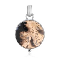 Cavill AnhäNger Versteinertes Palmenholz 7,88Ct Rund Silber 925 Bali