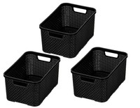 Korb Rattan Design 3Er Set Schwarz 7L Bpa-Frei Kunststoff Branq