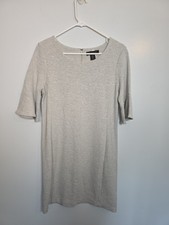 Tahari Textured Ponte Bell Sleeve Dress Women's Sz 8 Gray Modern