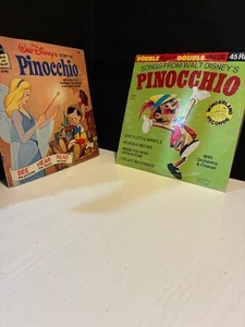 Disney Pinocchio 45 rpm records and book