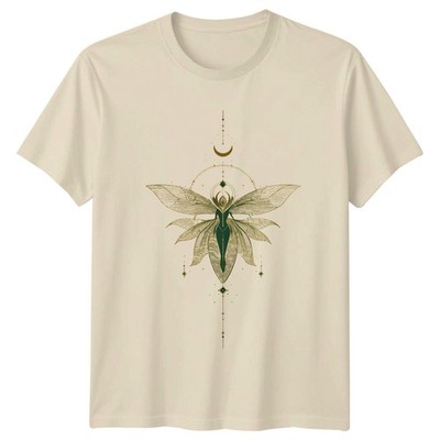 Elegantes goldenes Himmlisches Feenhexe Damen T-Shirt Mystische Göttin