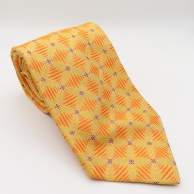 Tom James Tie Silk Yellow Orange Purple Polka Dot 4'' Wide 58'' Long USA