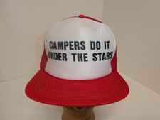 VTG Trucker Hat Cap Campers Do It Under The Stars Mesh Red Snapback Foam Rope