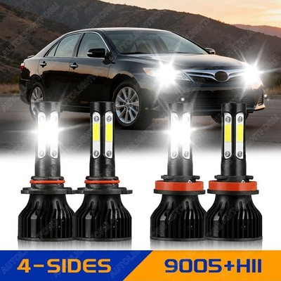 4-Sides For 2012 2013 2014 Toyota Camry Combo High Low Beam LED Headlights Bulbs