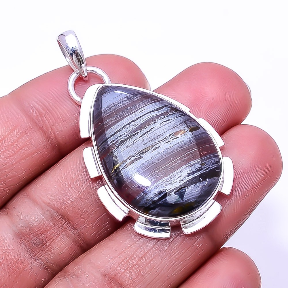Iron Tiger Eye - South Africa Handmade 925 Sterling Silver Pendant 1.76