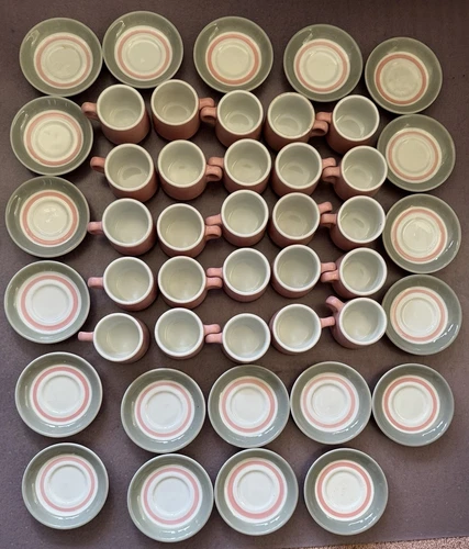 RETRO SHENANGO Pink RESTAURANT China COFFEE CUP ( 25) SAUCER ( 20) Set