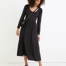 Madewell Alicia Long Sleeve Midi Dress Night Stars Scoop Wmn's Size 0
