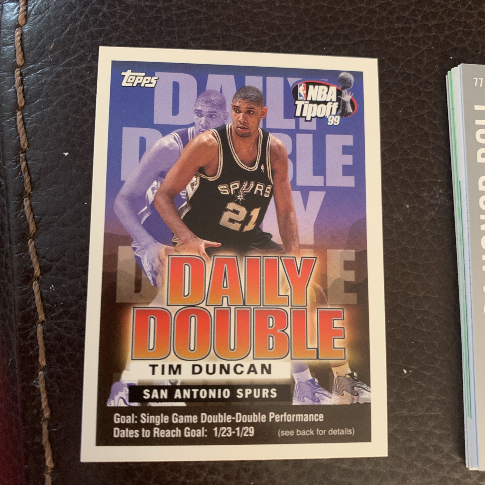 1999-00 Topps Tipoff Daily Double Tim Duncan San Antonio Spurs #NNO