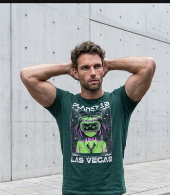 Men's Planet 13 Las Vegas Dark Forest Green Short Sleeve Graphic Tee XL 420