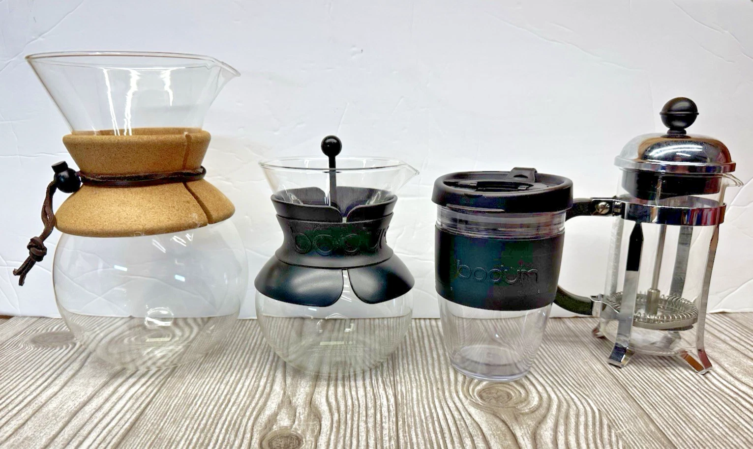 BODUM Coffee Lot 4 - 2 Chemex Crafes Clamboard French Press & Travel Tumbler
