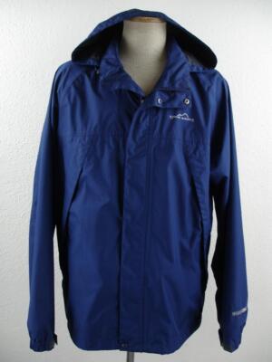Eddie Bauer Superior Stadium Rain Jacket Coat Men's LT WeatherEdge Blue Hooded