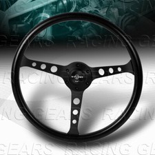380mm W-power Black Vinyl Wrap Black Spoke 3 Deep Dish 15-inch Steering Wheel