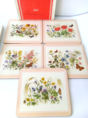 Vintage Pimpernel Acryl Tischsets 5er Set Blumen Gartenarbeit