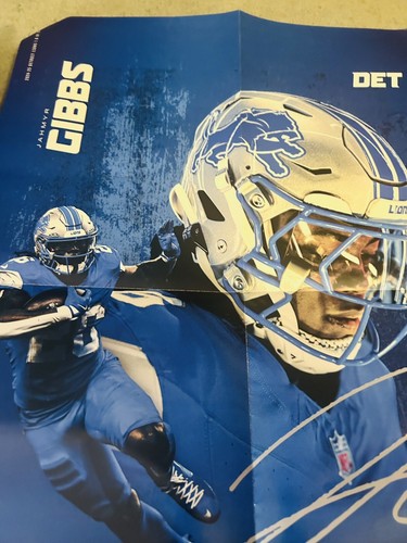 JAHMYR GIBBS Detroit Lions Poster/Program from 2024 NFL Home Game vs. Bears - Picture 2 of 3