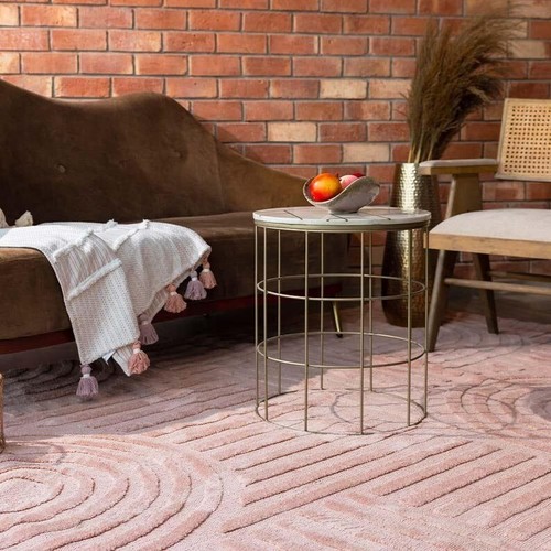 Pink Handtufted Rug High Low Pile Handmade Area Rug for Bed room Living room Rug - Picture 4 of 6