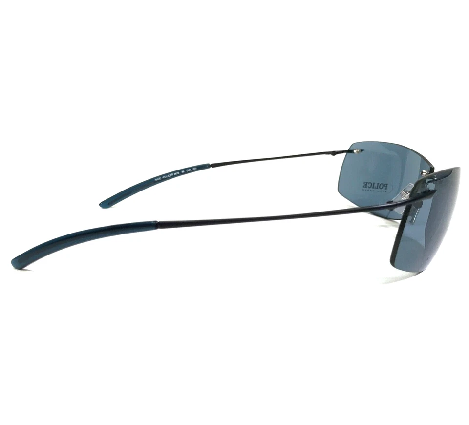 Police Sunglasses MOD.2672 COL.531 Black Rimless Wrap w Blue Lenses 66-17-130 - Image 4 of 4